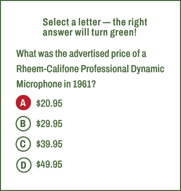 A,B,C,D,Select a letter — the right answer will turn green! What was the advertised price of a Rheem Califone Profess...